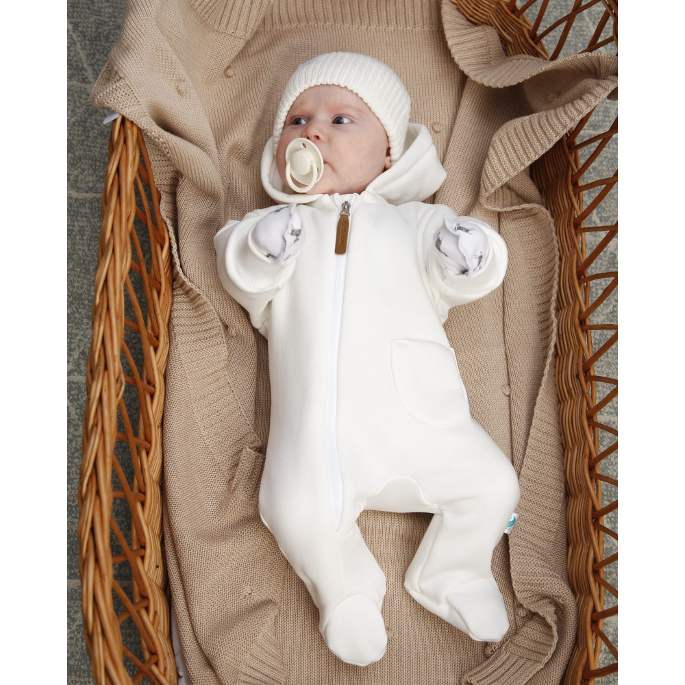 Комбинезон утепленный из футера "Cotton", Экрю 