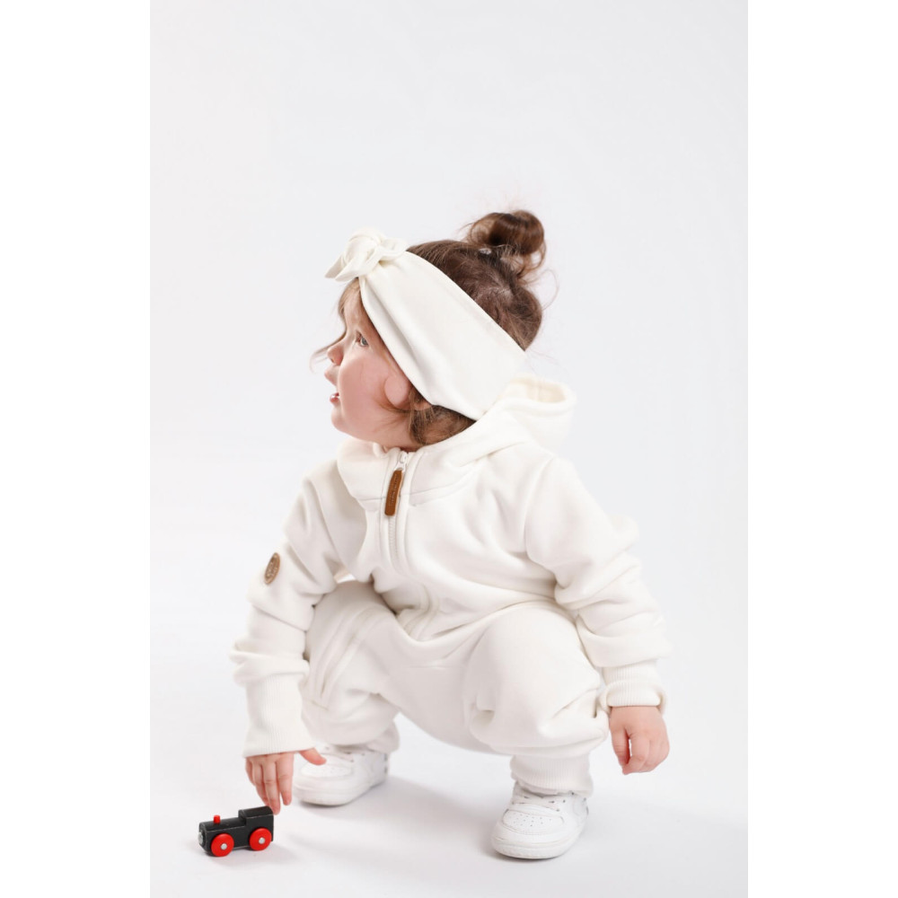 Комбинезон утепленный из футера "Cotton", Экрю 