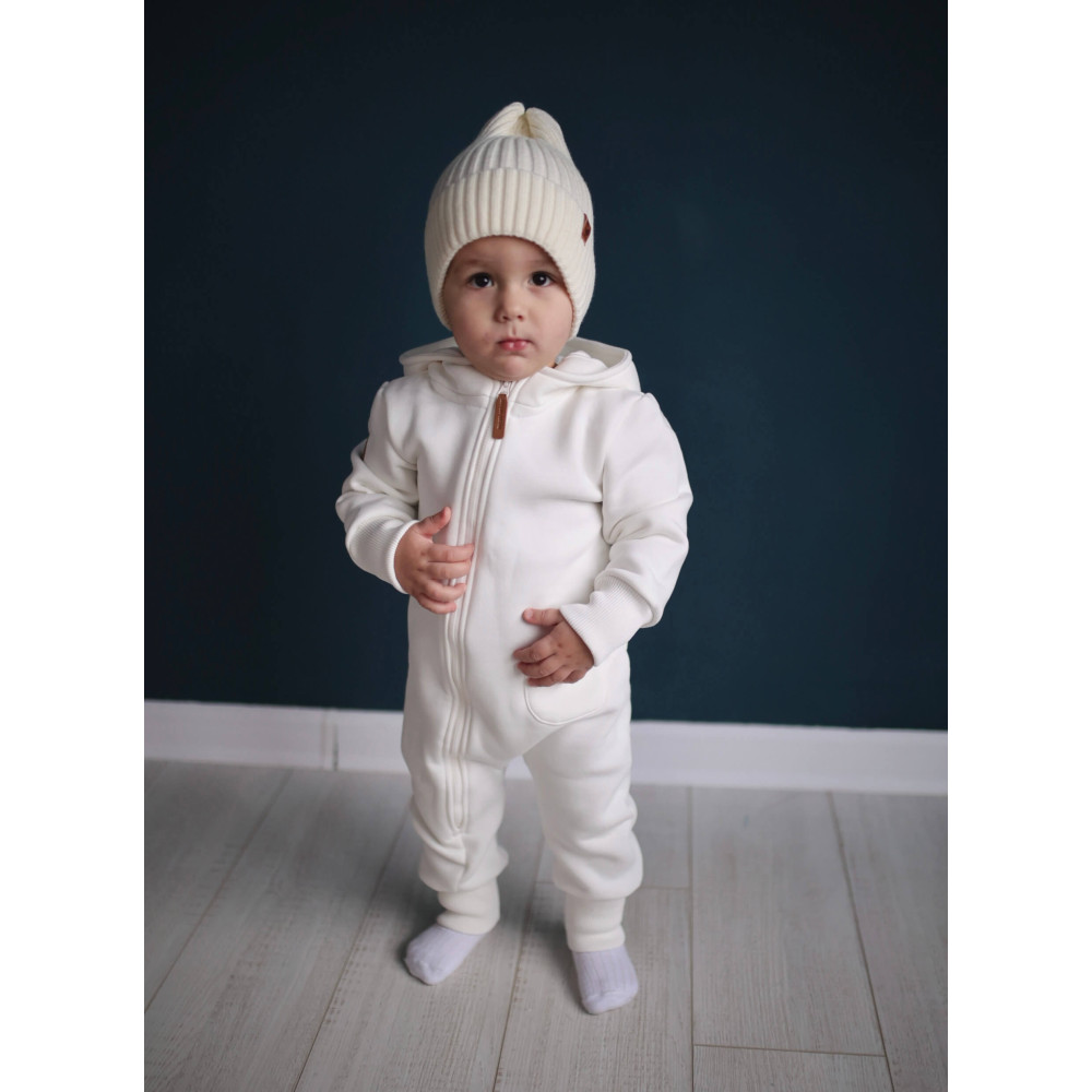 Комбинезон утепленный из футера "Cotton", Экрю 