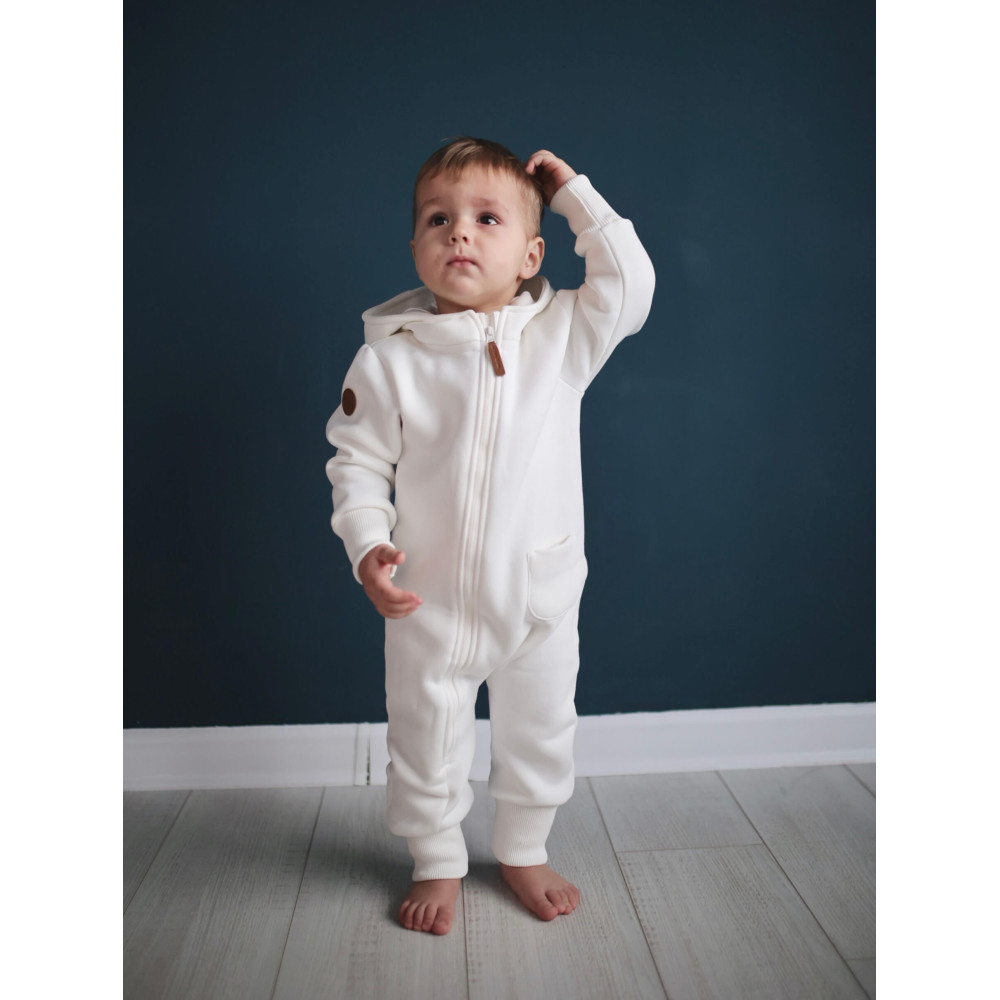 Комбинезон утепленный из футера "Cotton", Экрю 