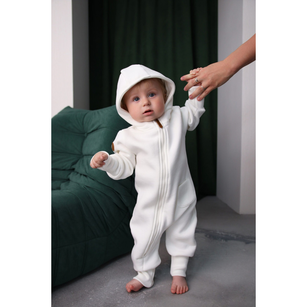 Комбинезон утепленный из футера "Cotton", Экрю 