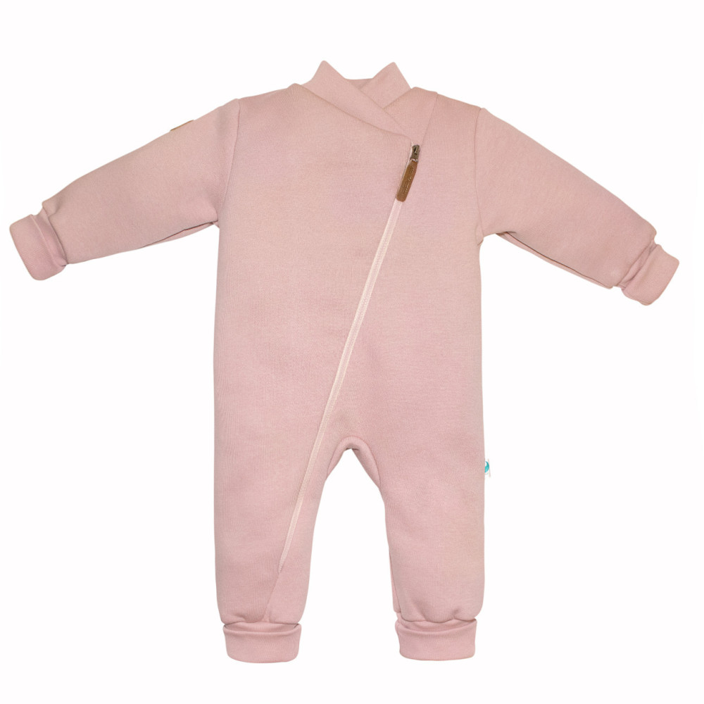 Комбинезон утепленный из футера без капюшона, Пудра