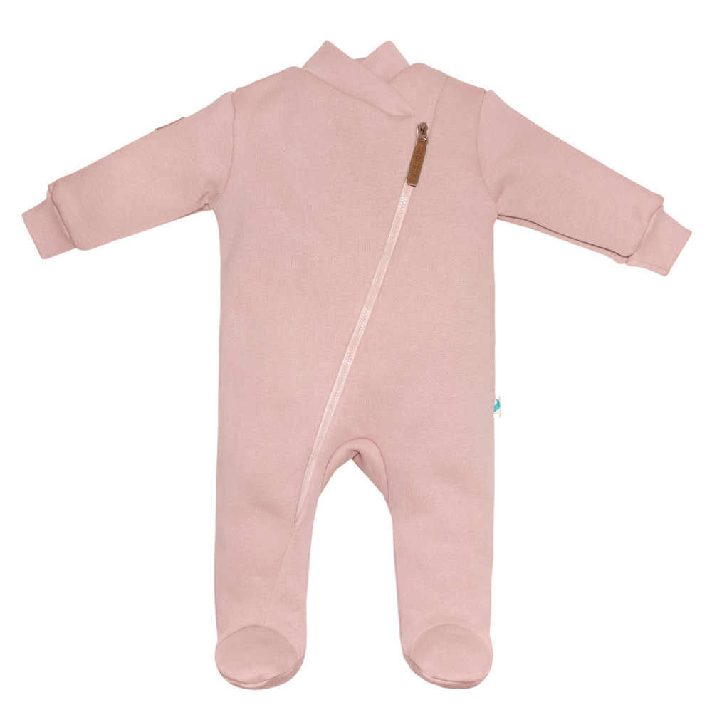 Комбинезон утепленный из футера без капюшона, Пудра