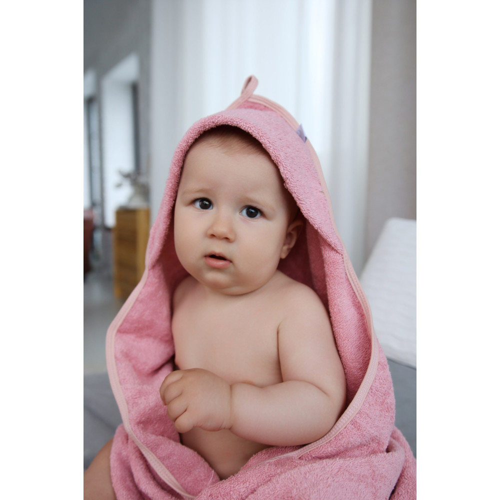 Махровое полотенце с уголком + платочек, Розовый