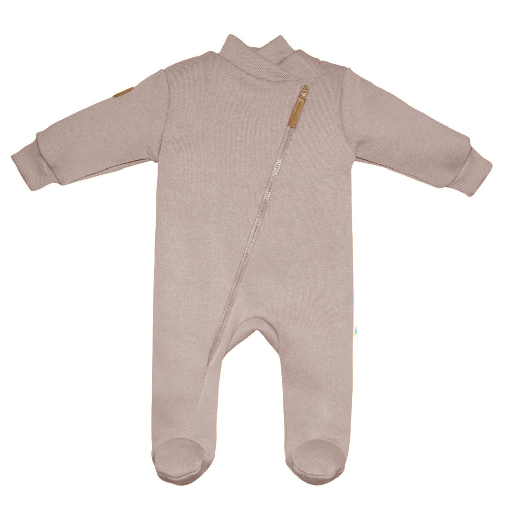 Комбинезон утепленный из футера без капюшона, Какао