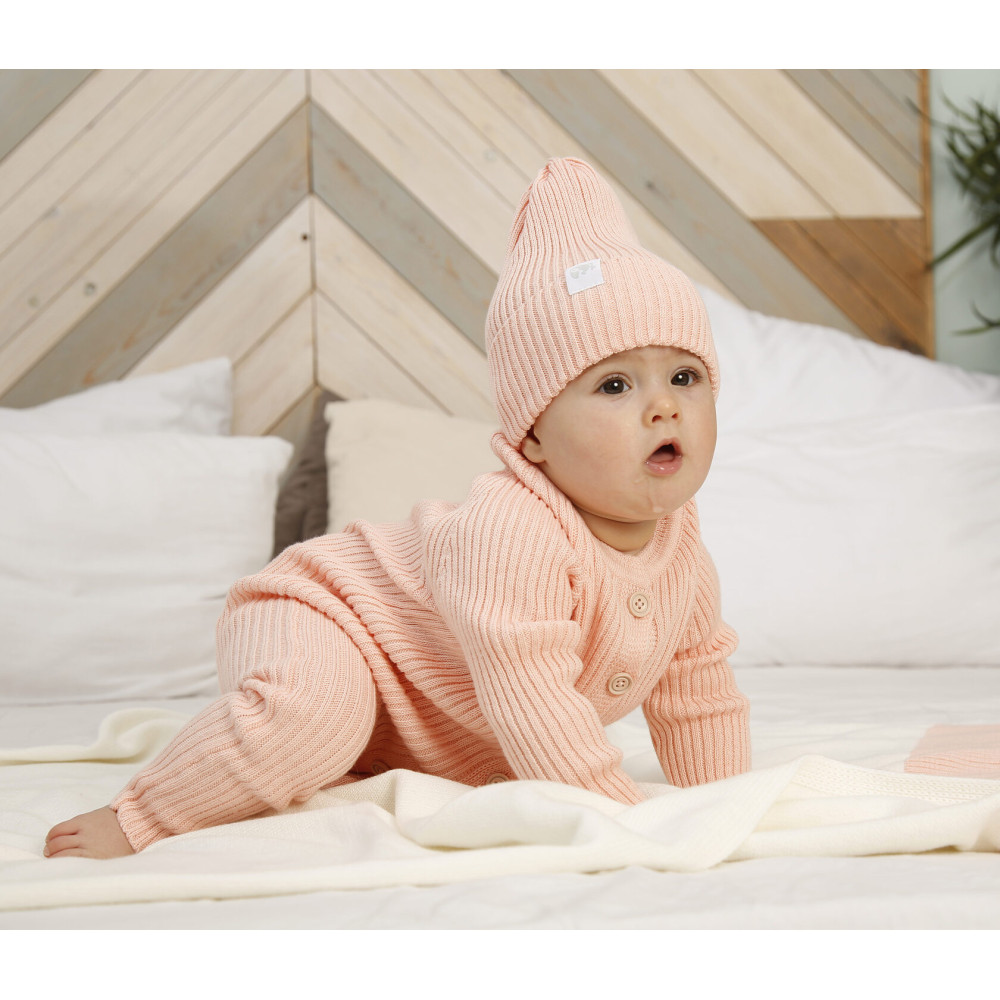 Вязаная шапочка для малыша Simple, Персик