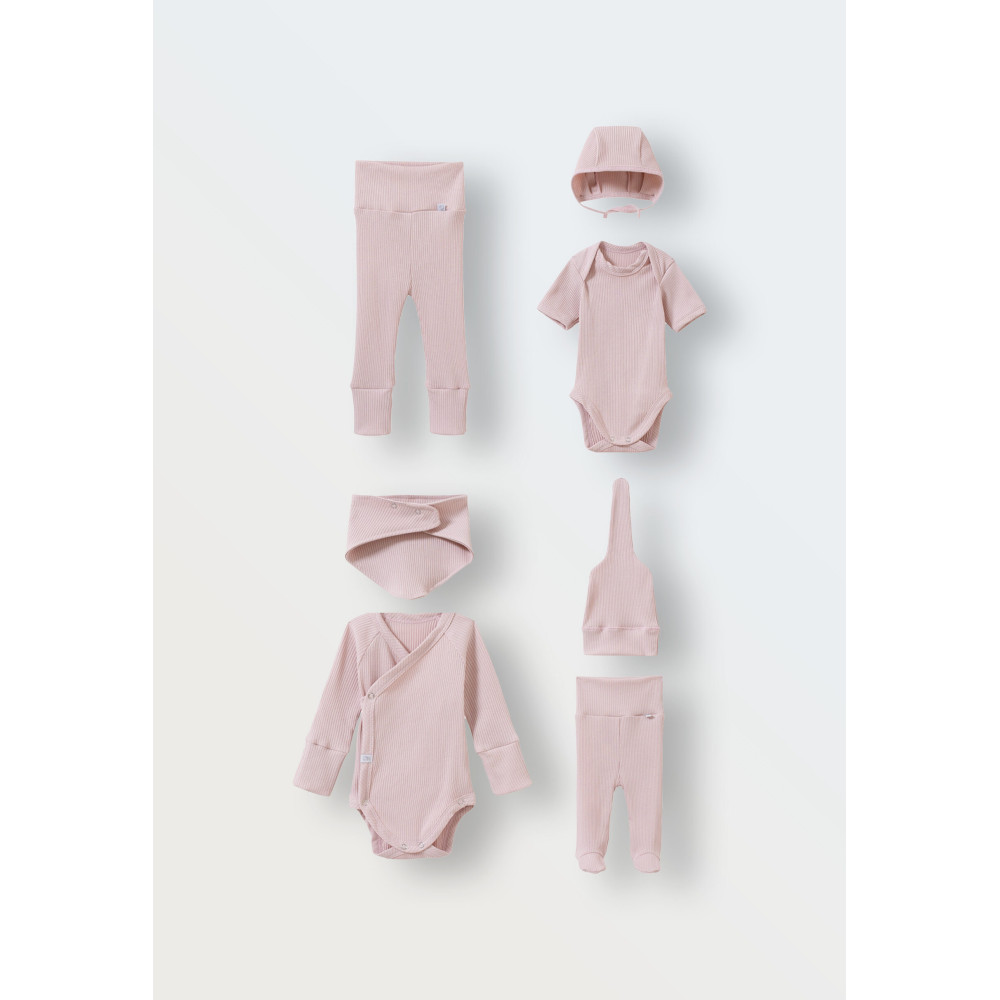 Комплект из 7 предметов в рубчик,  Светлая пудра