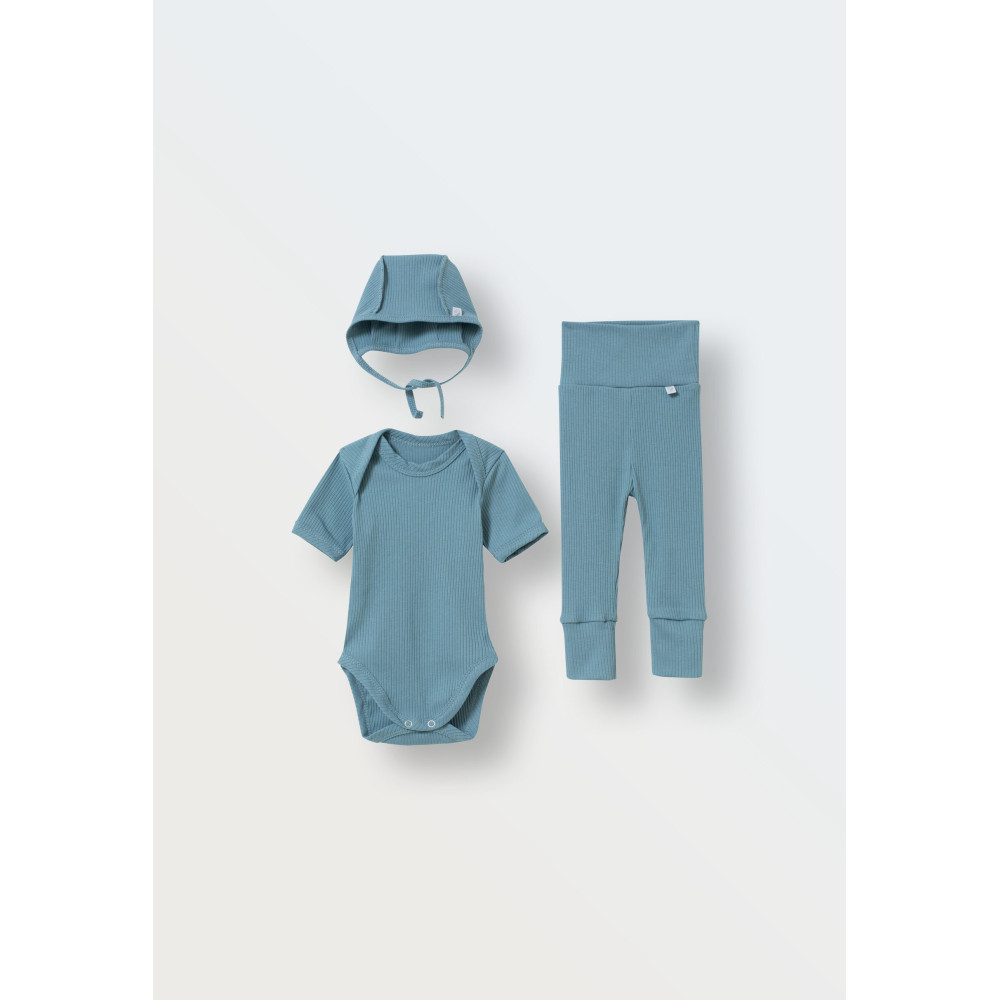 Комплект из 7 предметов в рубчик,  Серо-голубой