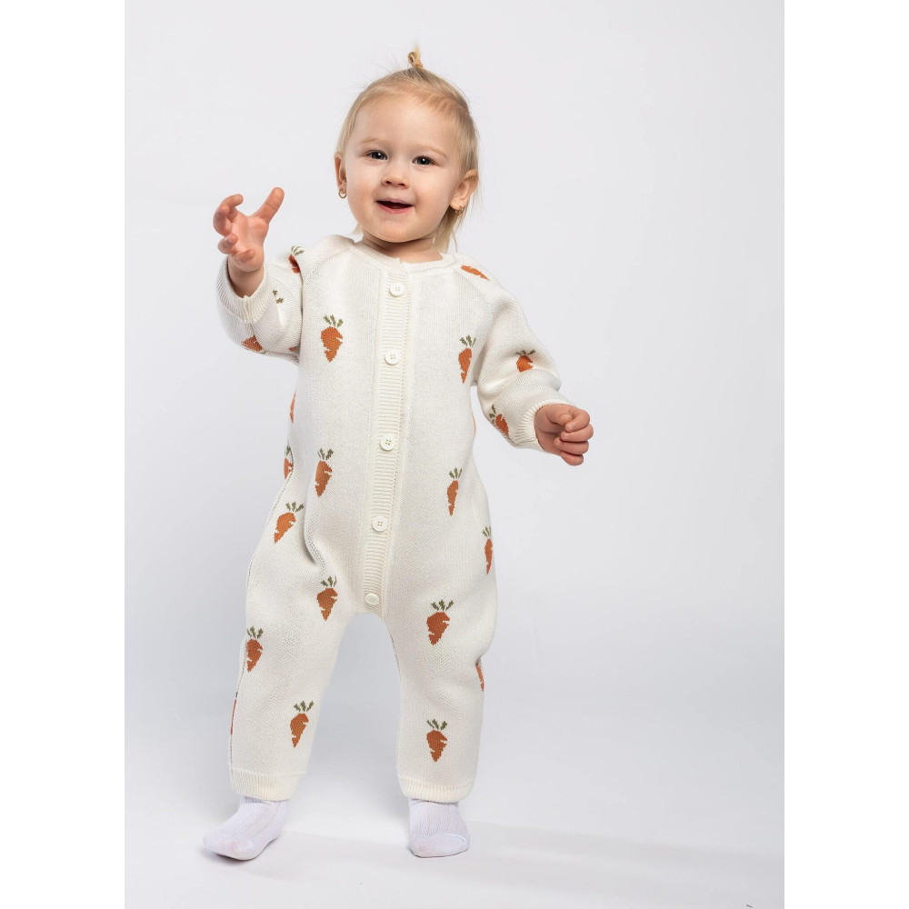 Вязаный комбинезон для малыша, Морковки