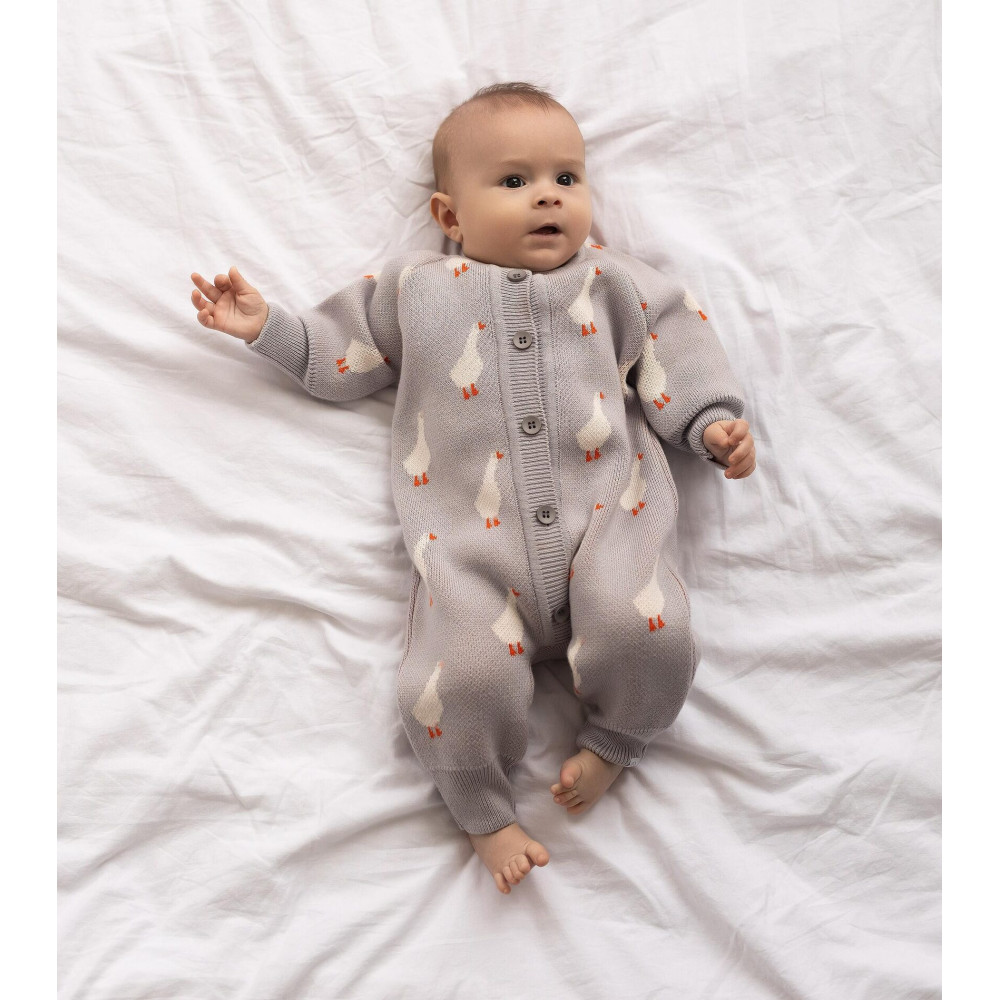 Вязаный комбинезон для малыша, Гуси