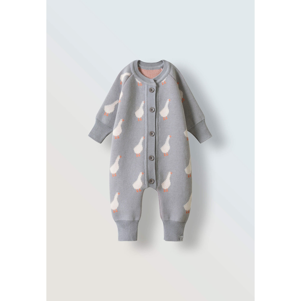 Вязаный комбинезон для малыша, Гуси