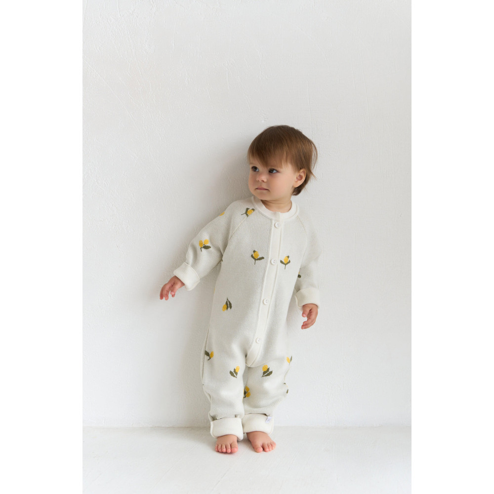 Вязаный комбинезон для малыша, Лимончики