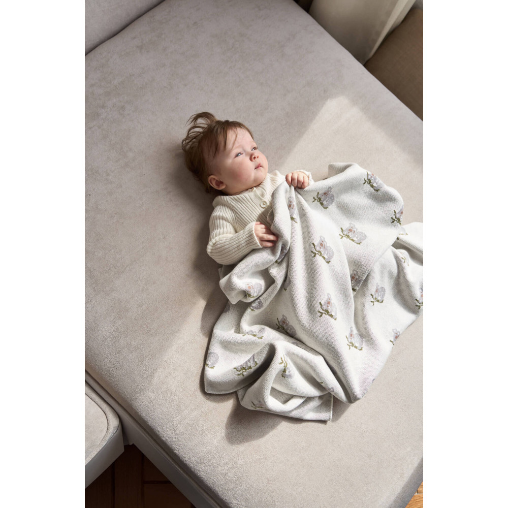 Вязаный плед "Коалы" молочный