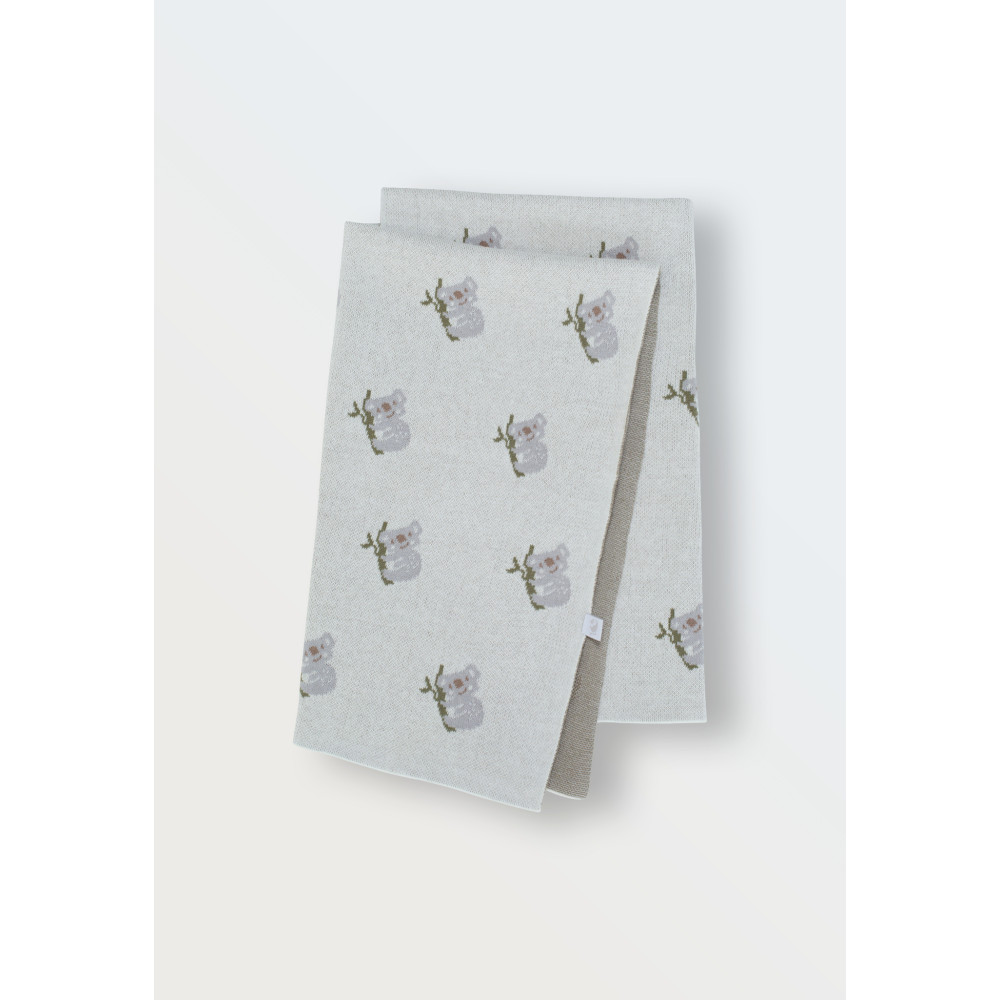 Вязаный плед "Коалы" молочный