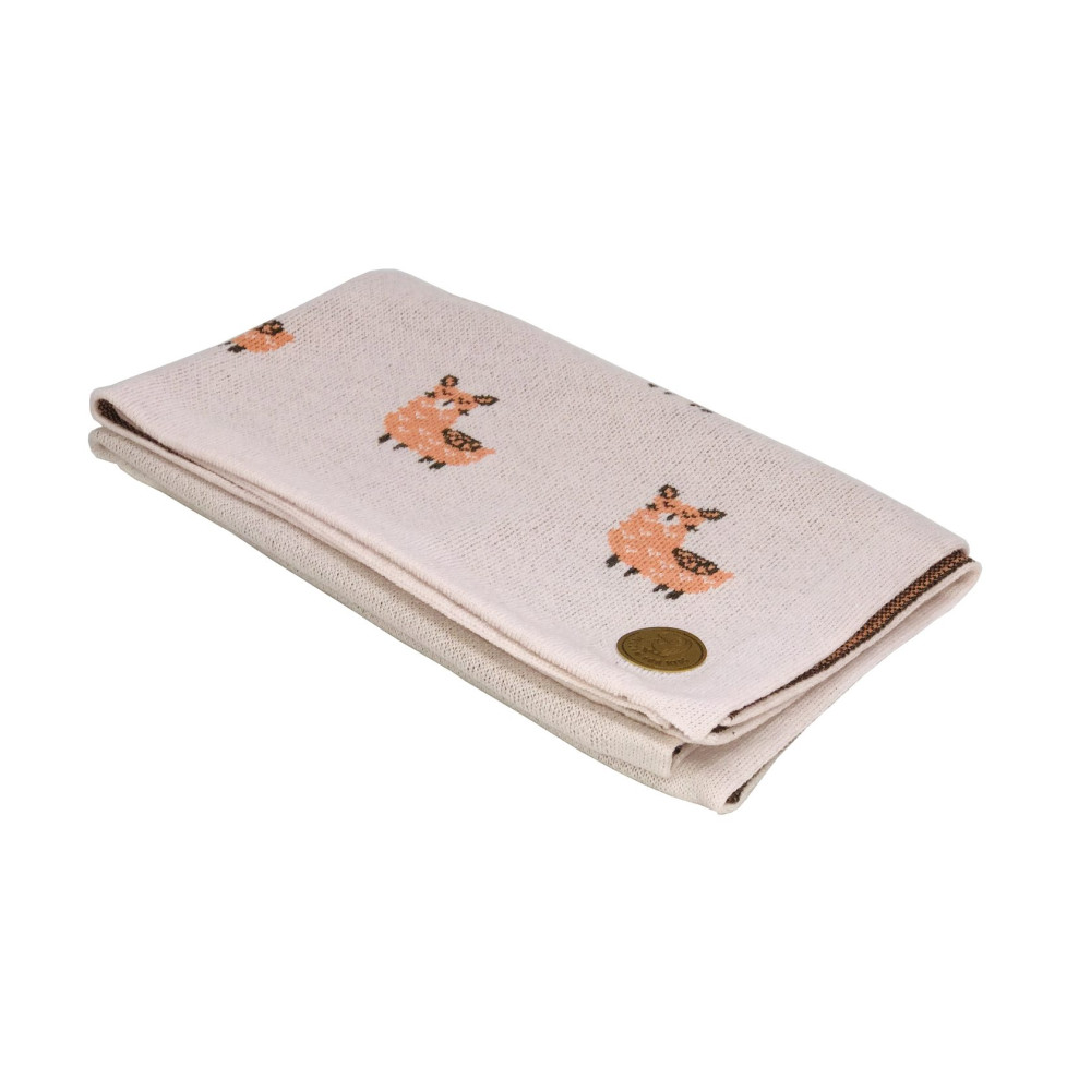 Вязаный плед "Ламы" светло-розовый