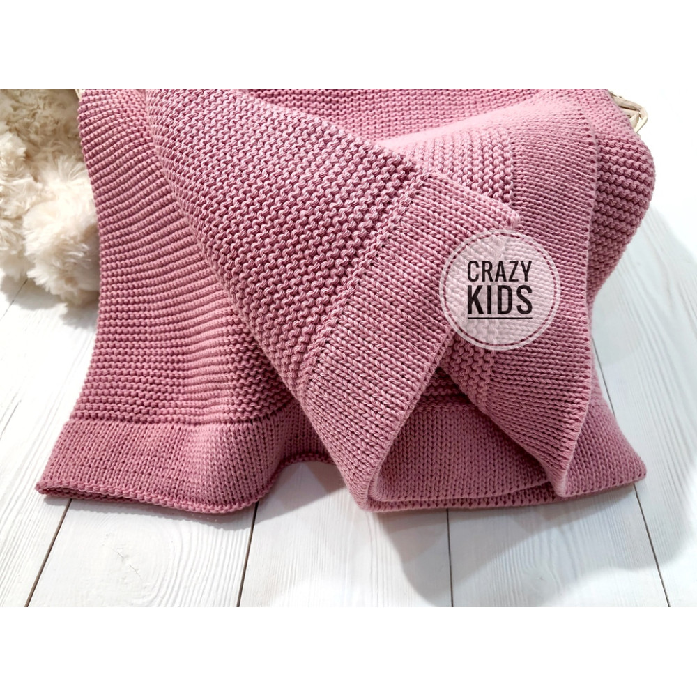 Вязаный плед из хлопка "Classiс", Пыльная роза