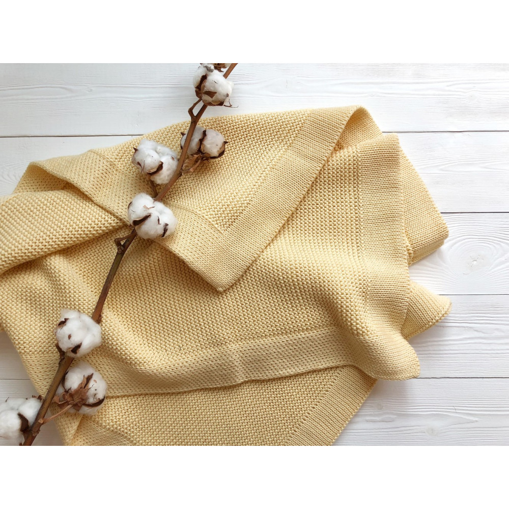 Вязаный плед из хлопка "Classiс", Желтый