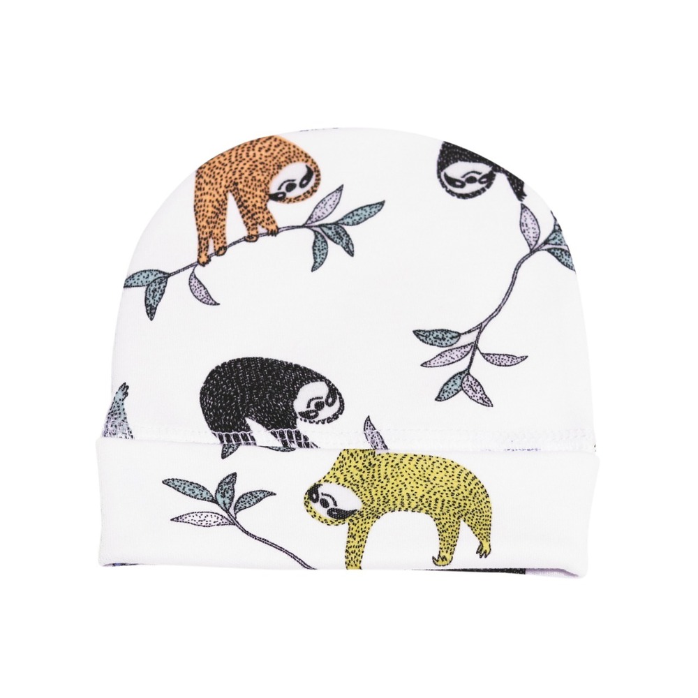 Шапочка для новорожденного с отворотом, Ленивцы