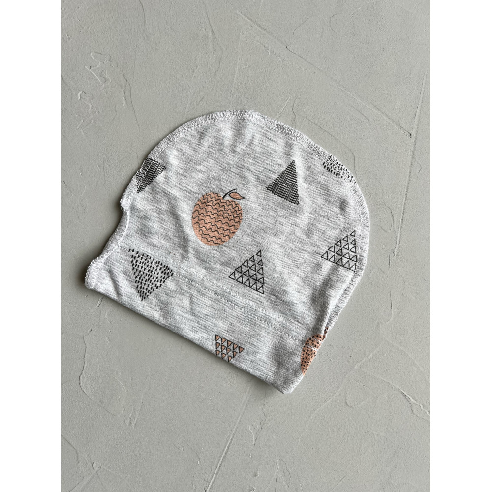 Шапочка-колпачок для новорожденных, Серый меланж геометрия