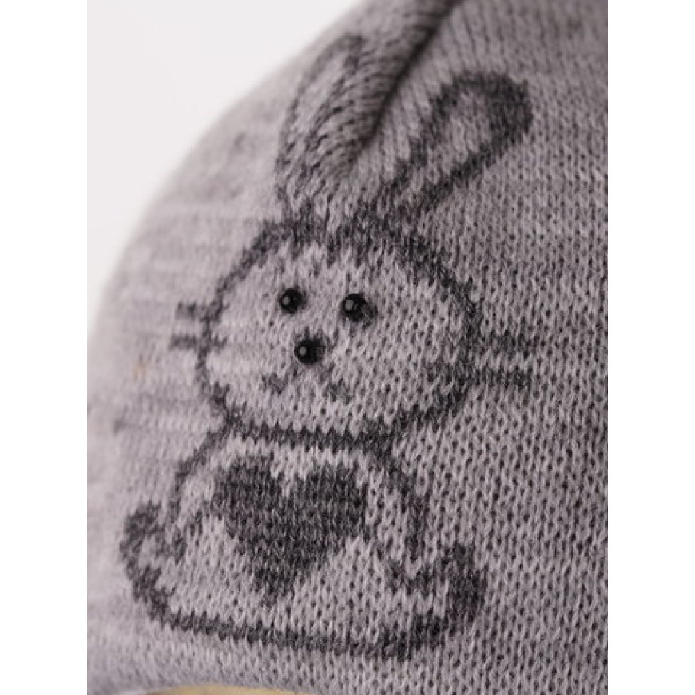Демисезонная детская шапка "Заинька", Серый