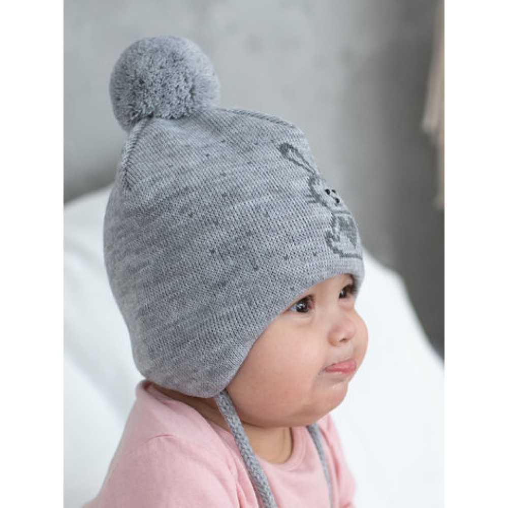 Демисезонная детская шапка "Заинька", Серый