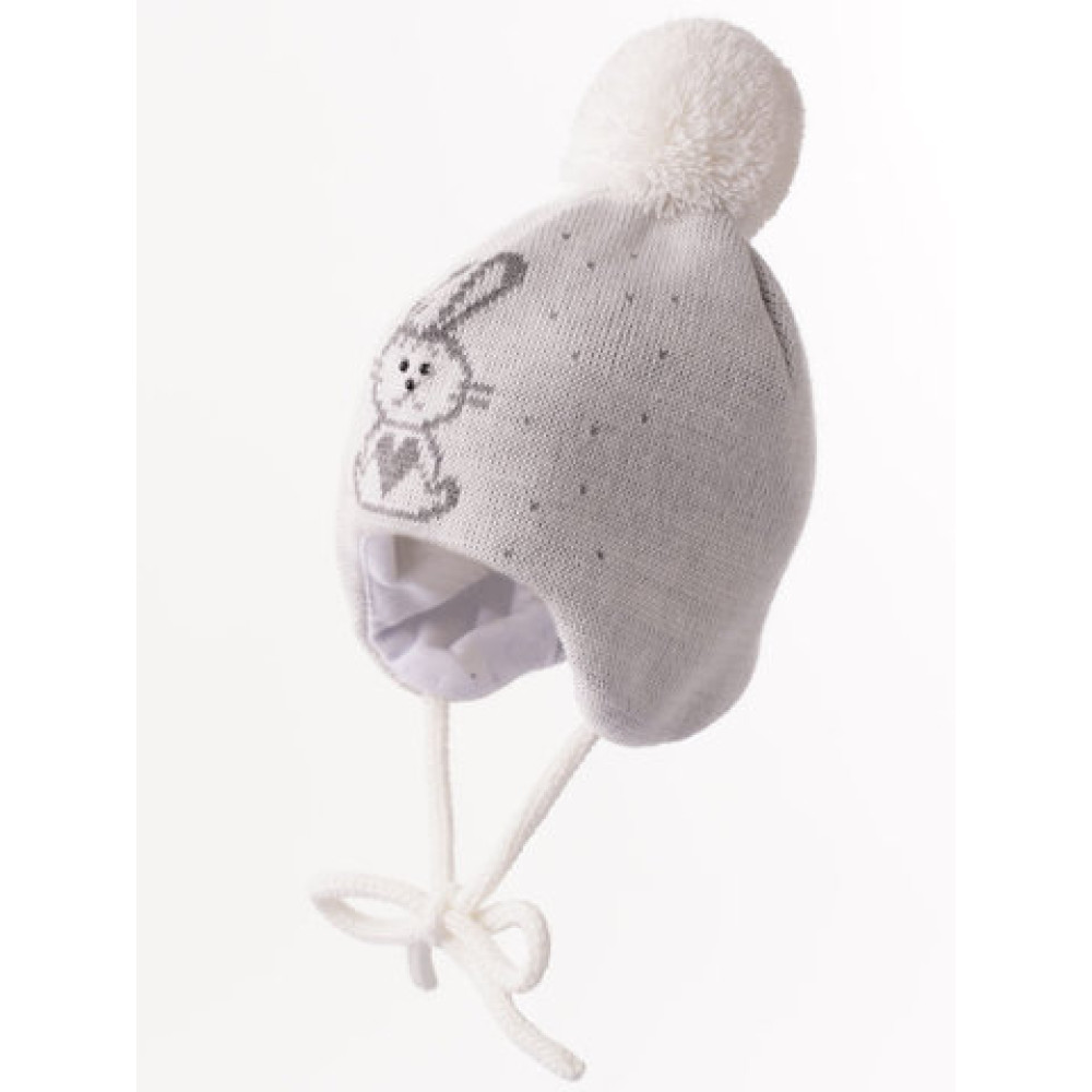 Демисезонная детская шапка "Заинька", Белый