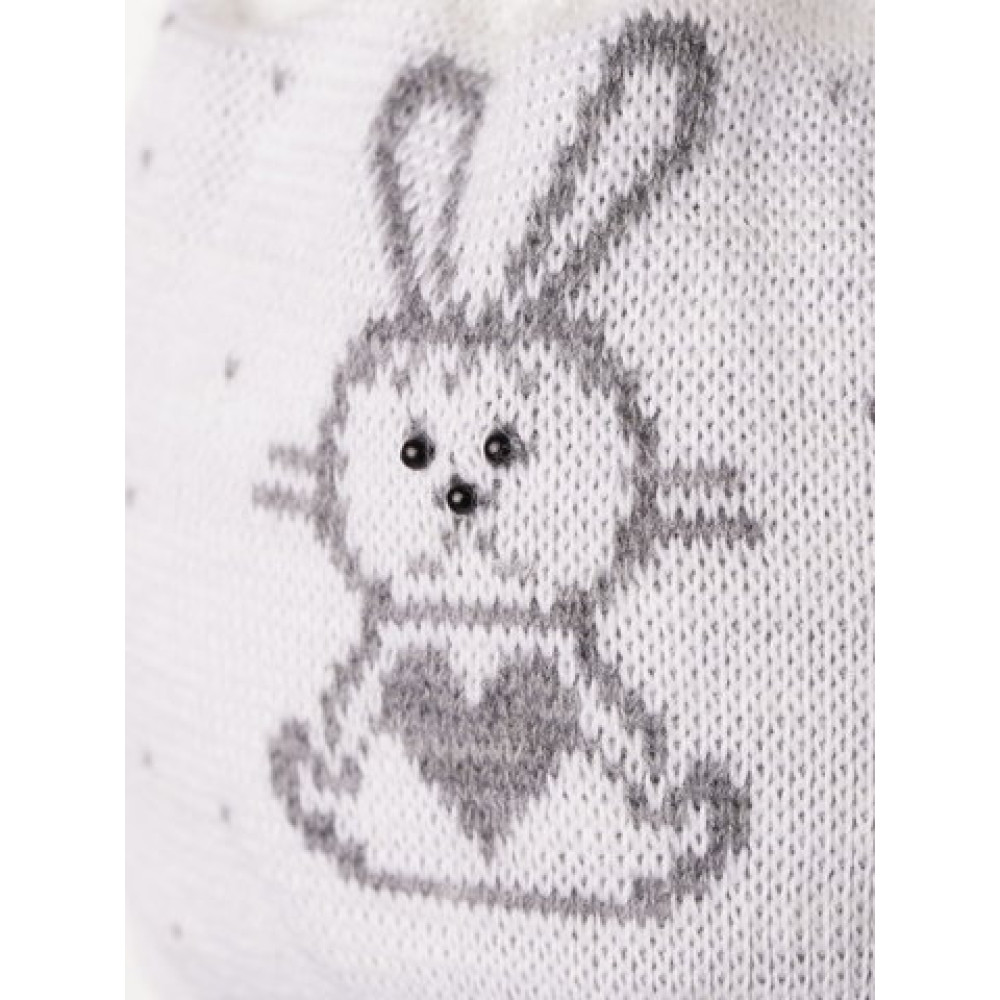 Демисезонная детская шапка "Заинька", Белый