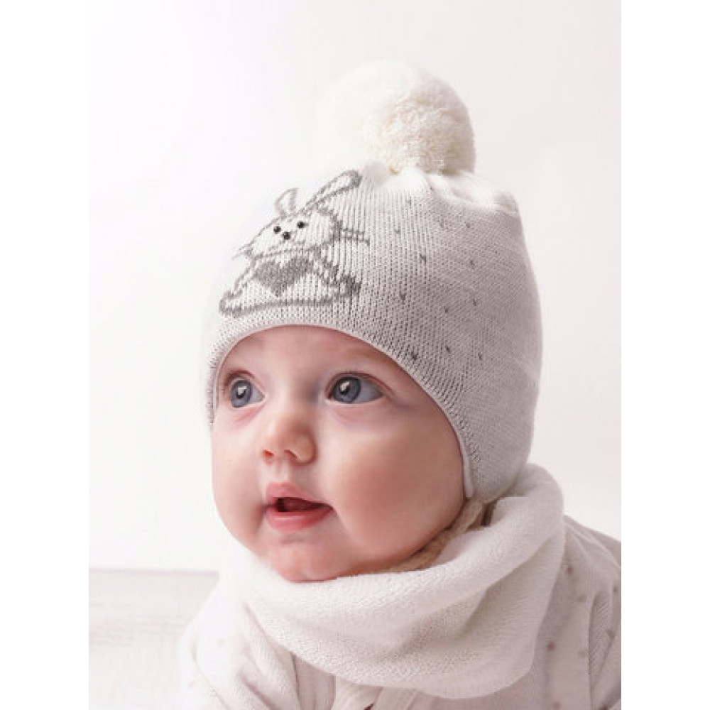 Демисезонная детская шапка "Заинька", Белый