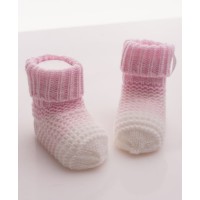Вязаные носочки для новорожденного "Малыш", Белый+Розовый