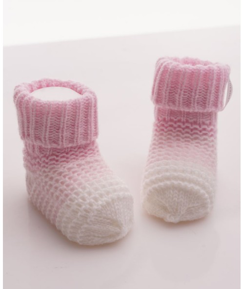 Вязаные носочки для новорожденного "Малыш", Белый+Розовый