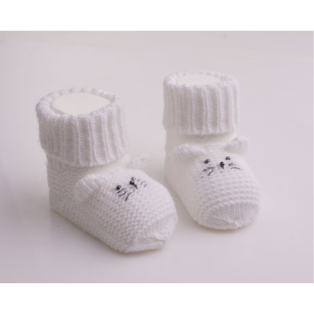 Вязаные носочки для новорожденного "Мышонок", Белый
