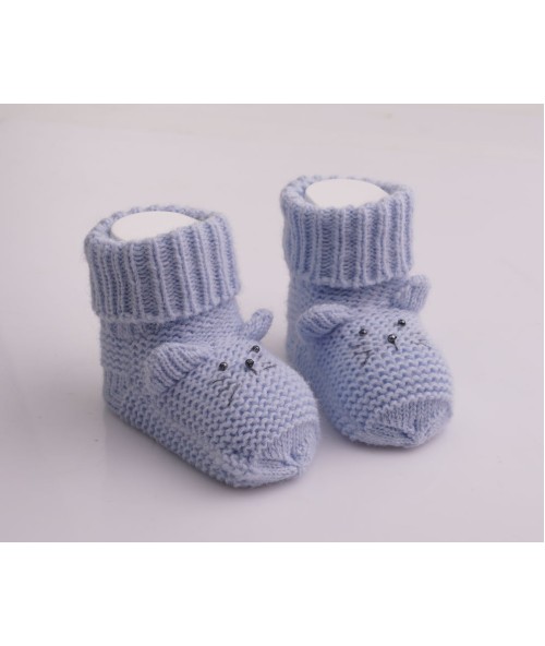 Вязаные носочки для новорожденного "Мышонок", Голубой