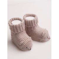 Вязаные носочки для новорожденного "Ежик", Бежевый