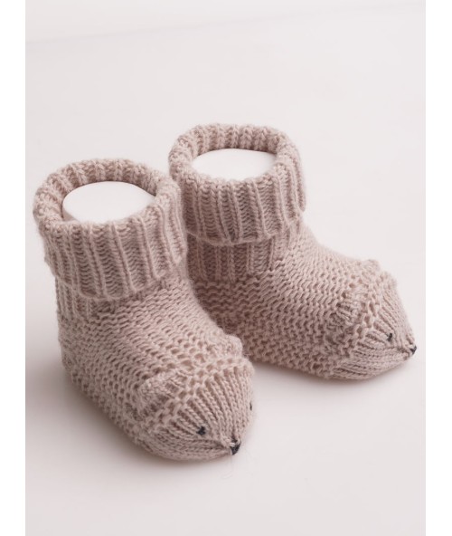 Вязаные носочки для новорожденного "Ежик", Бежевый