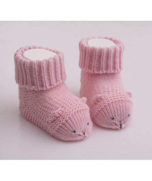 Вязаные носочки для новорожденного "Ежик", Розовый