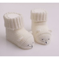 Вязаные носочки для новорожденного "Ежик", Молоко