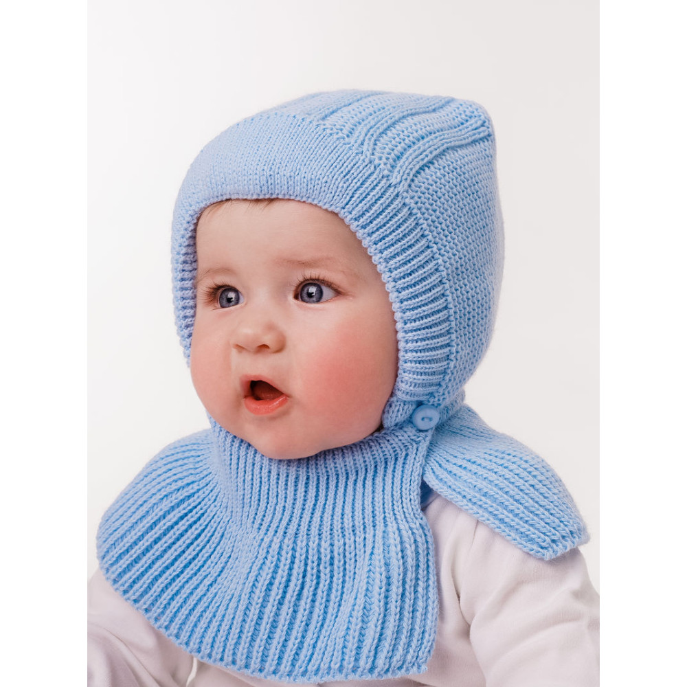 Демисезонная вязаная шапка с манишкой "Гарри-лайт", Голубой