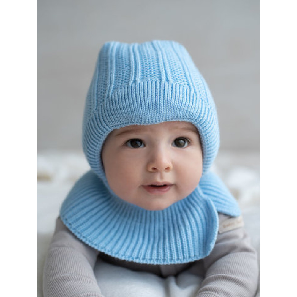Демисезонная вязаная шапка с манишкой "Гарри-лайт", Голубой