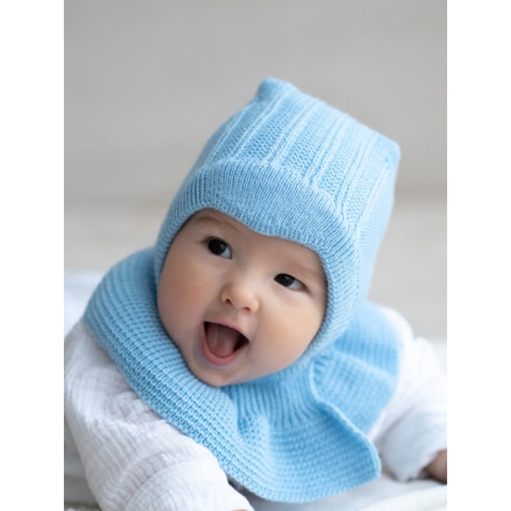Демисезонная вязаная шапка с манишкой "Гарри-лайт", Голубой