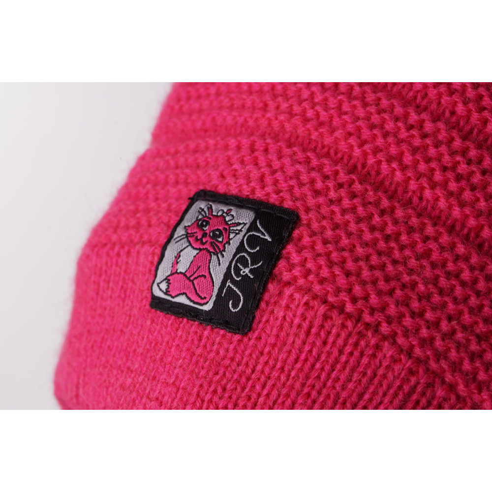 Демисезонная  шапка с манишкой для девочки "Капор Мурлыка", Малина