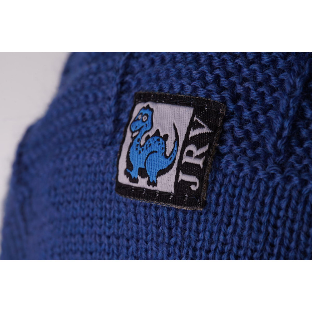 Демисезонная  шапка с манишкой для мальчика "Капор Клеточка", Синий