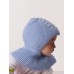 Зимняя вязаная шапка с манишкой "Снежок", Голубой
