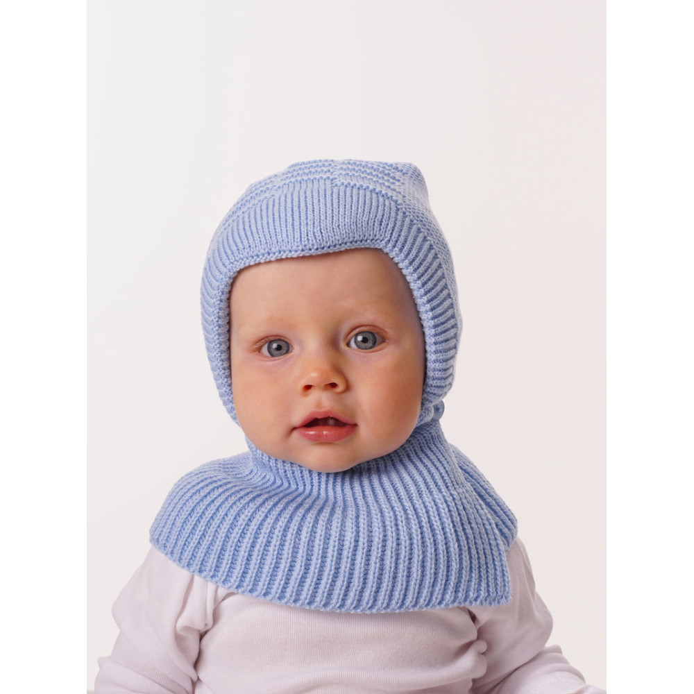 Зимняя вязаная шапка с манишкой "Снежок", Голубой