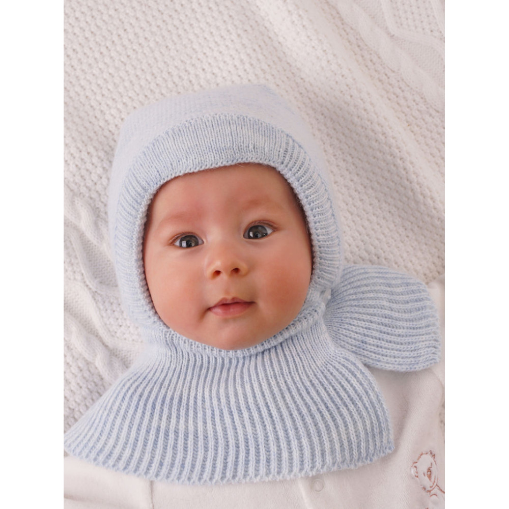 Зимняя вязаная шапка с манишкой "Бэби", Светло-голубой