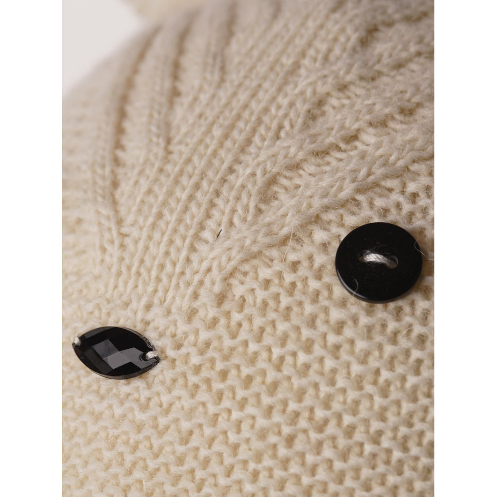 Зимняя вязаная шапка "Барсучок", Светло-бежевый