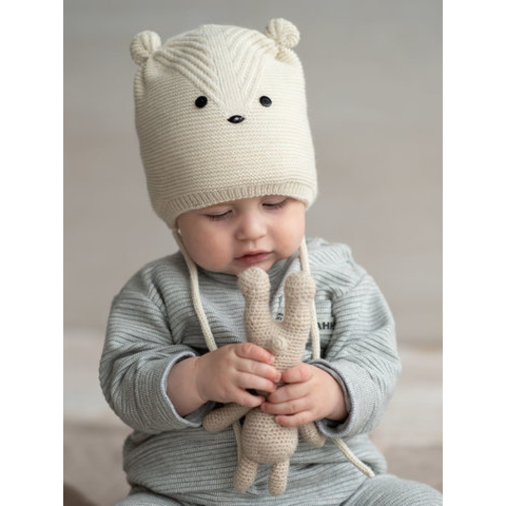 Зимняя вязаная шапка "Барсучок", Светло-бежевый