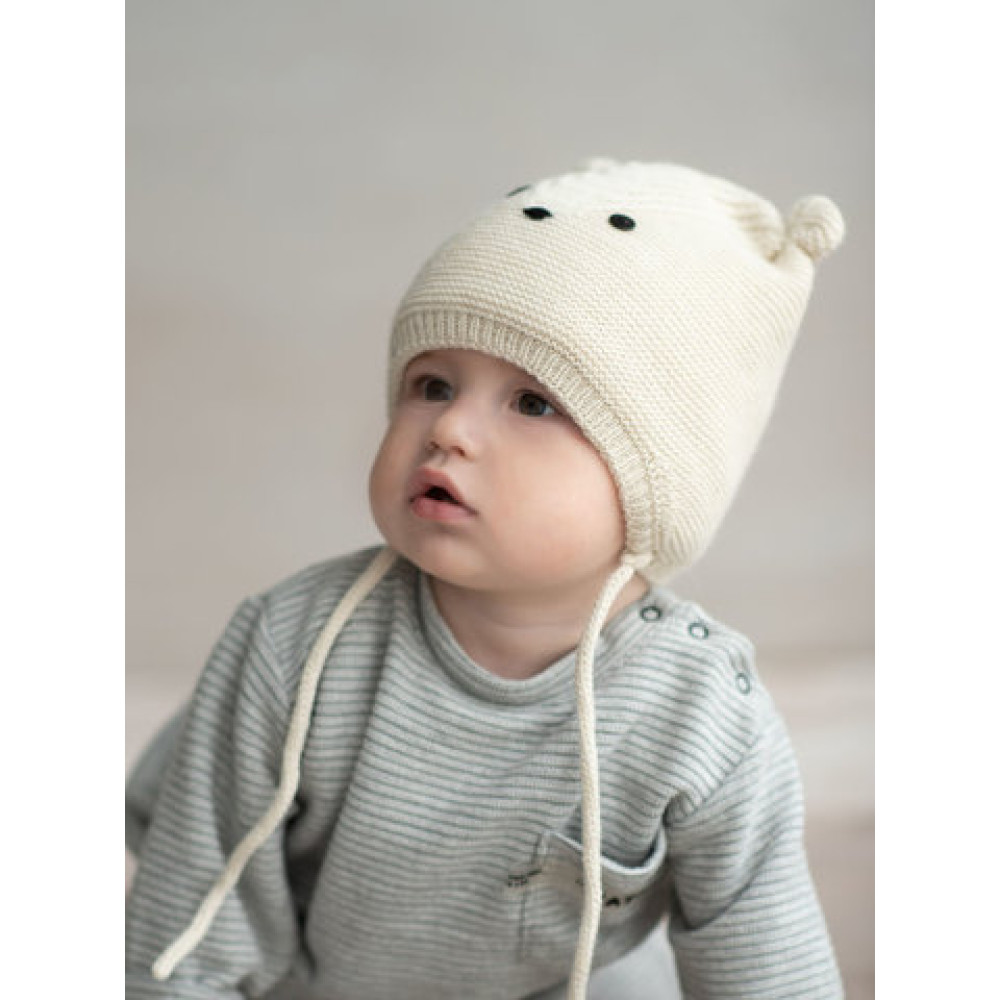 Зимняя вязаная шапка "Барсучок", Светло-бежевый