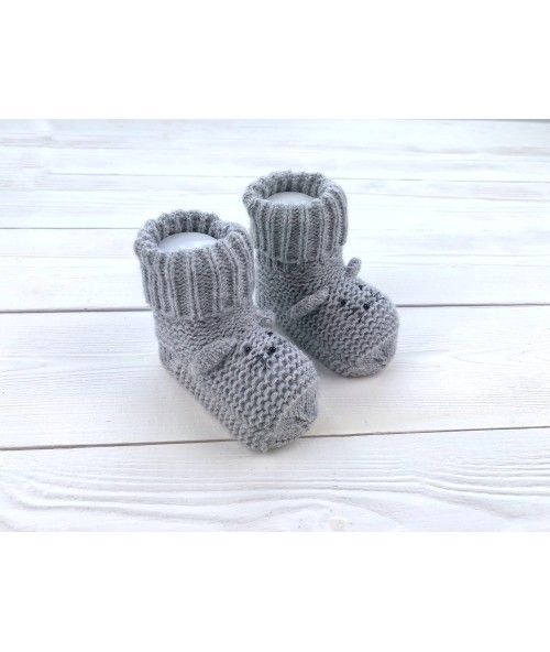 Вязаные носочки для новорожденного "Мышонок", Серый