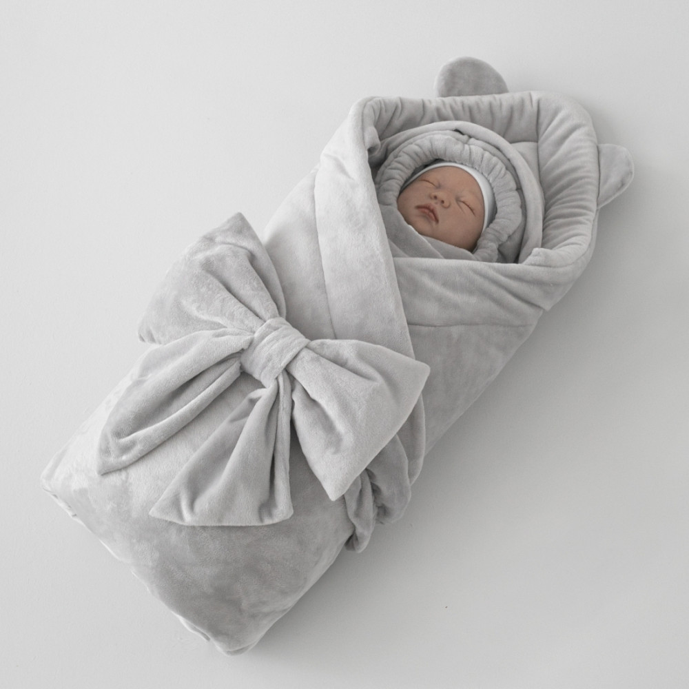 Зимний комплект на выписку 5 предметов "Медвежонок", Серый