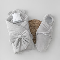 Зимний комплект на выписку 5 предметов "Медвежонок", Серый